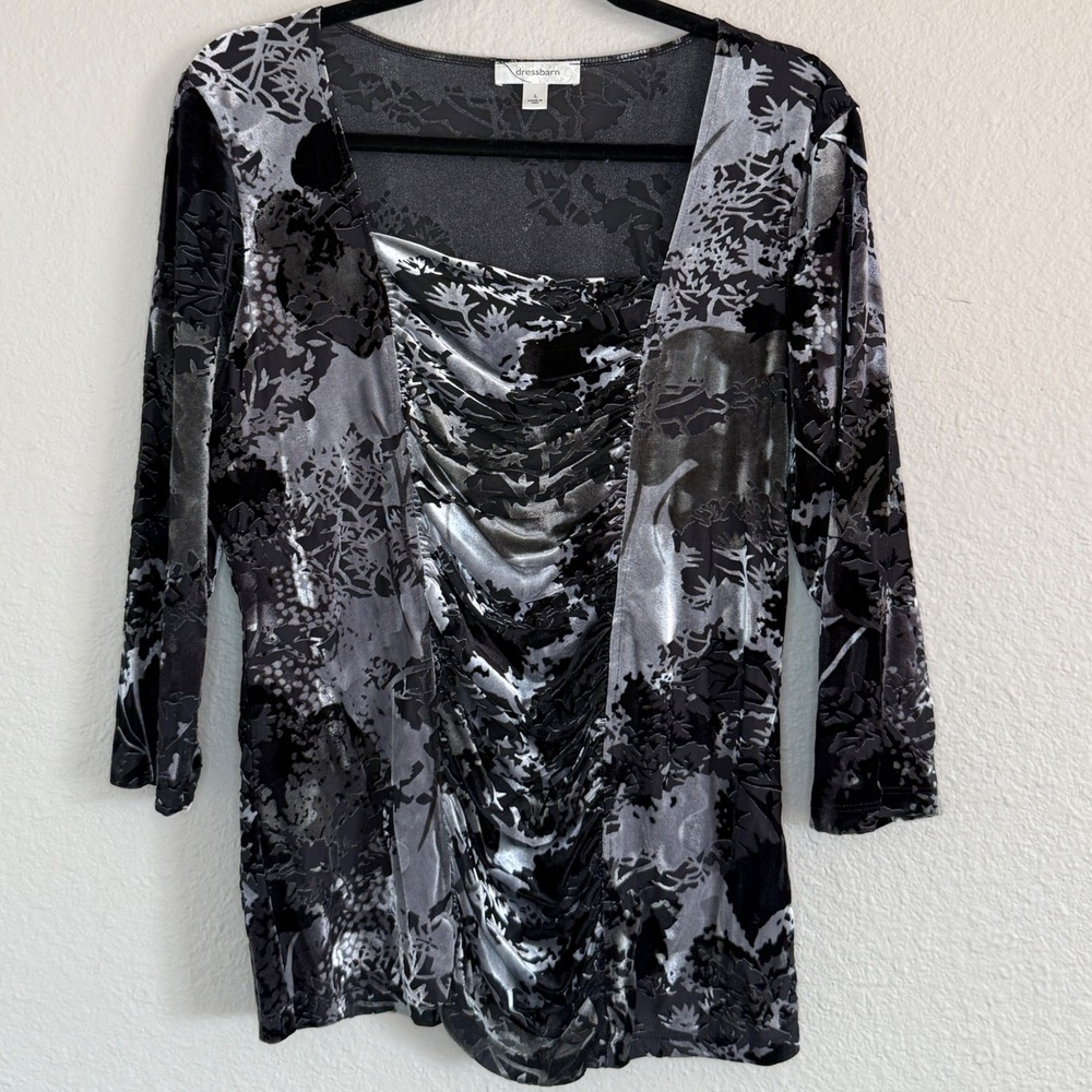 VTG Y2K‎ Velvet Burnout Square Neck Ruched Top Large Whimsigoth Grunge Ren Faire